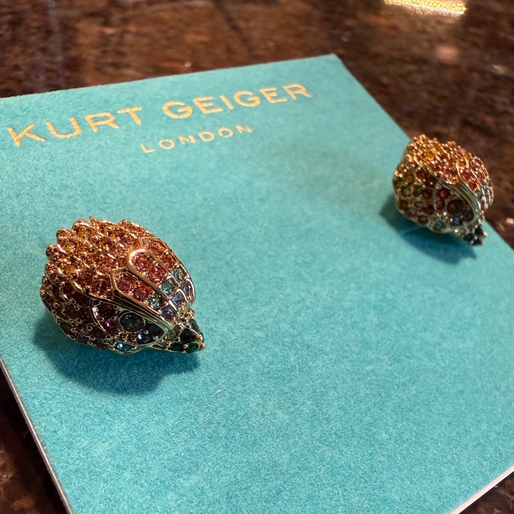 NWT Kurt Geiger Eagle Multicolored Stone Gold Studs